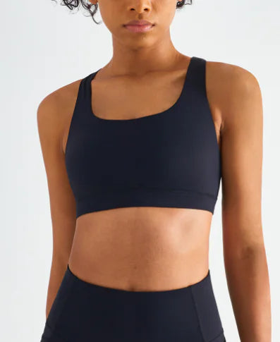 Women's Color-Block Sports Bra – Breathable Nylon Support for Yoga & Running