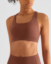 Women's Color-Block Sports Bra – Breathable Nylon Support for Yoga & Running